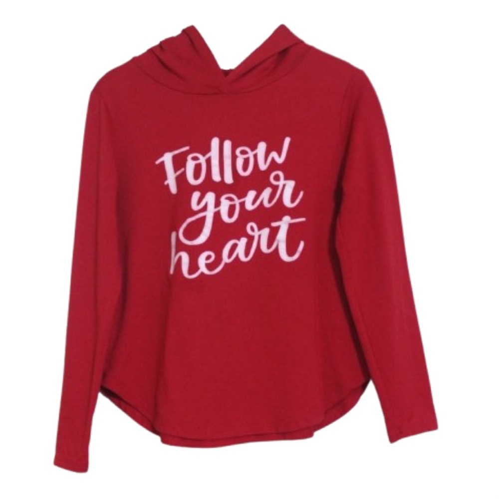 Red Hooded Follow Your Heart Long Sleeve T - Shirt for Woman’s